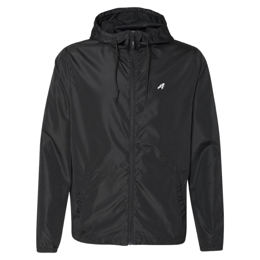 Aspect Windbreaker in black with embroidered Aspect logo