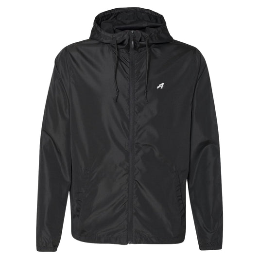 Aspect Windbreaker in black with embroidered Aspect logo