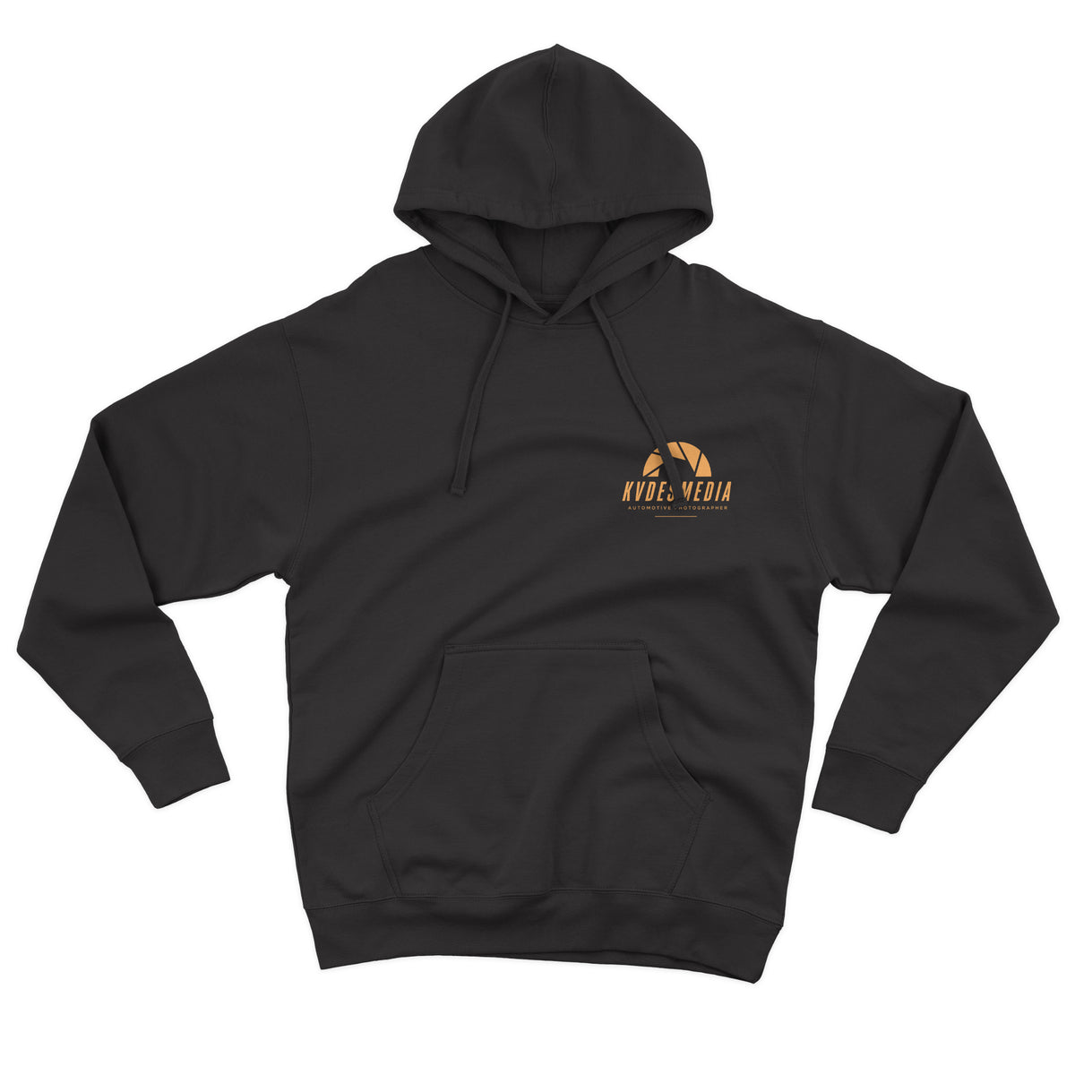 Aspect x KVDESMEDIA black GTR hoodie front view with chest logo
