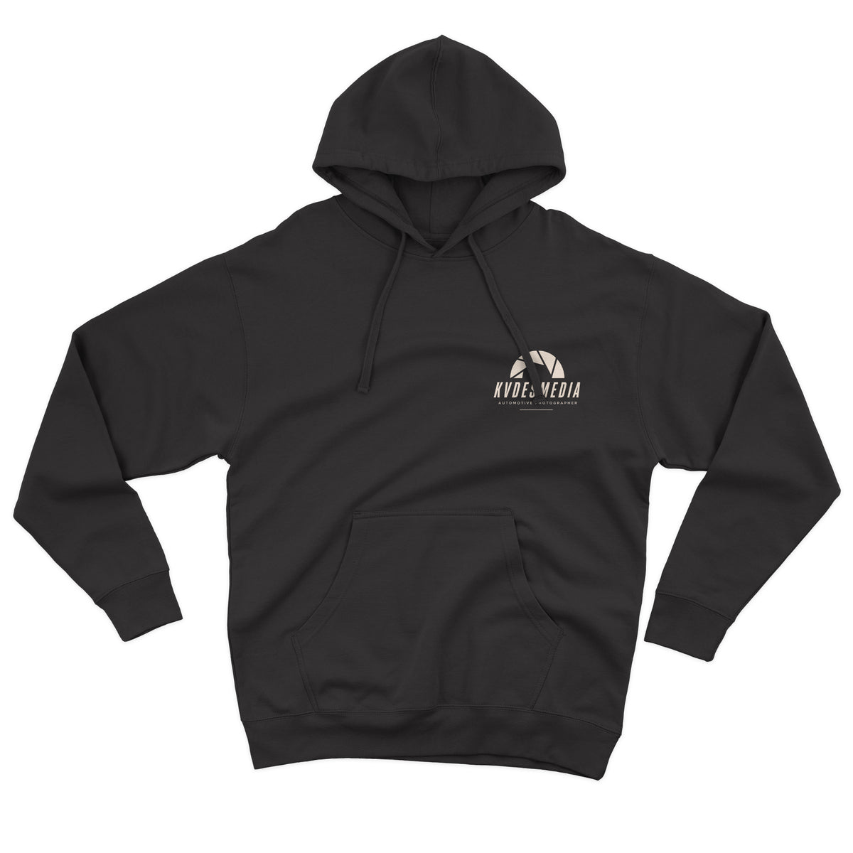 Aspect x KVDESMEDIA black Supra hoodie front view with chest logo